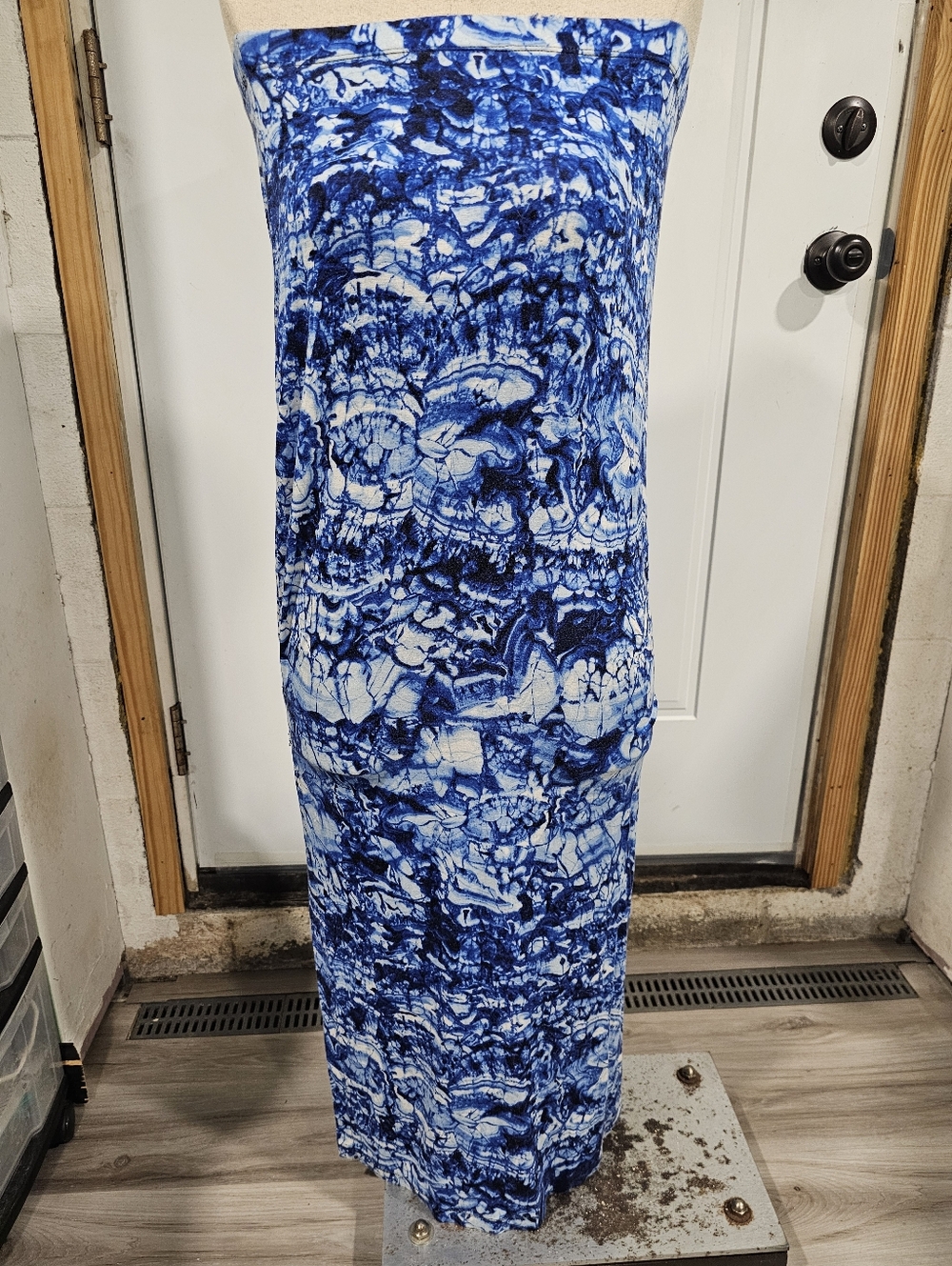 Michael Kors Blue and White Marble Maxi Skirt